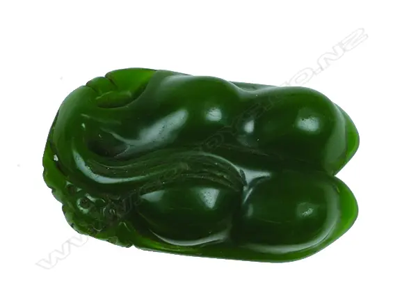 A Chinese deep green jade pendant Image 1++