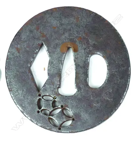A large late Edo burnished iron tsuba Image 1++