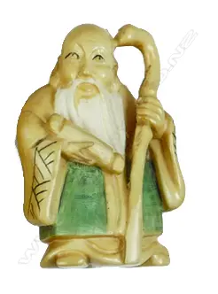 An old Japanese carved ivory netsuke of Shou-Lao Image 1++