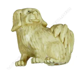 A Japanese carved ivory netsuke of a dog Image 1++