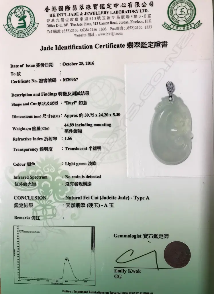 A natural Fei Cui type A jadeite pendant Image 1++