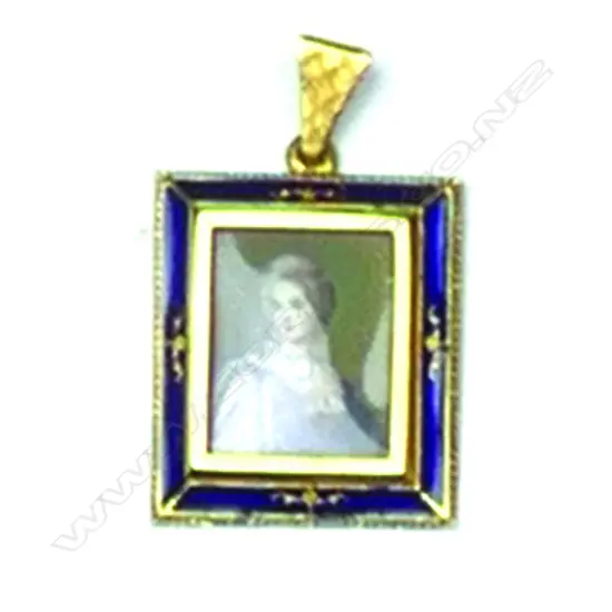 An 18ct. yellow gold framed hand painted portrait locket