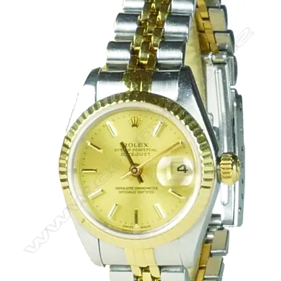 An 18ct. gold and stainless steel lady's Rolex Oyster perpetual datejust wristwatch