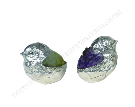A pair of Edwardian silver chick pin cushions Image 1++