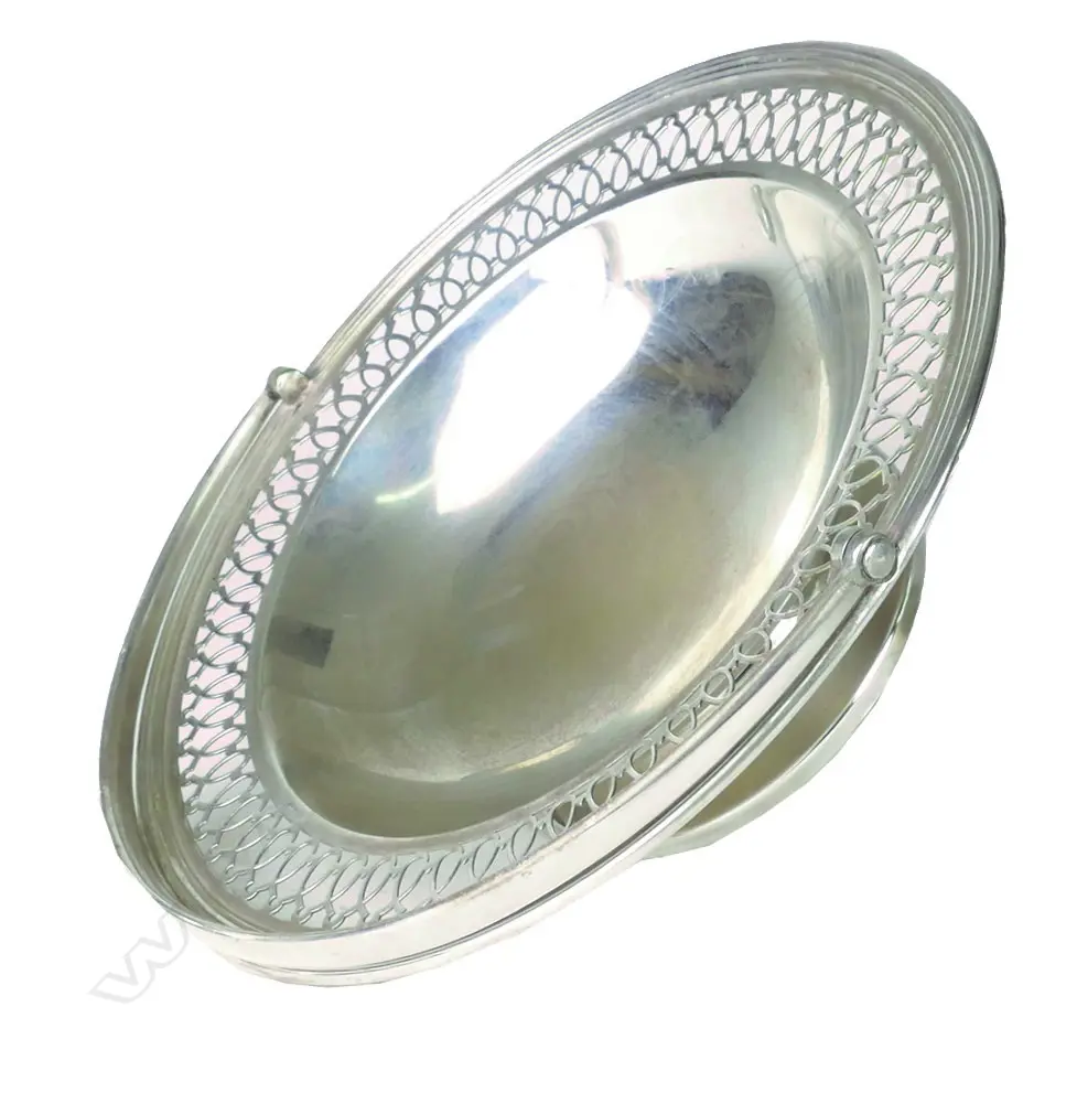 An early/mid-20thC Indian 'Hamilton & Co. Calcutta' swing handled comport Image 1++