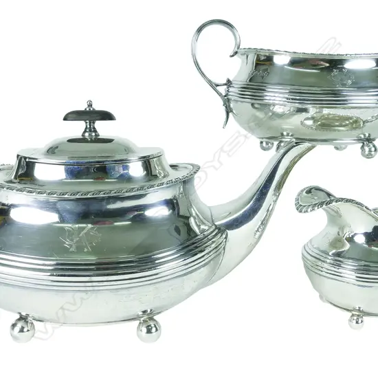 A quality early 20thC silver three-piece tea service