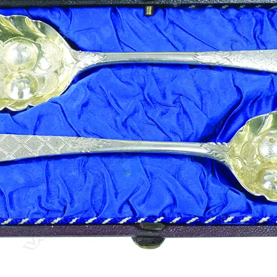 Two George III Hanovarien silver berry spoons