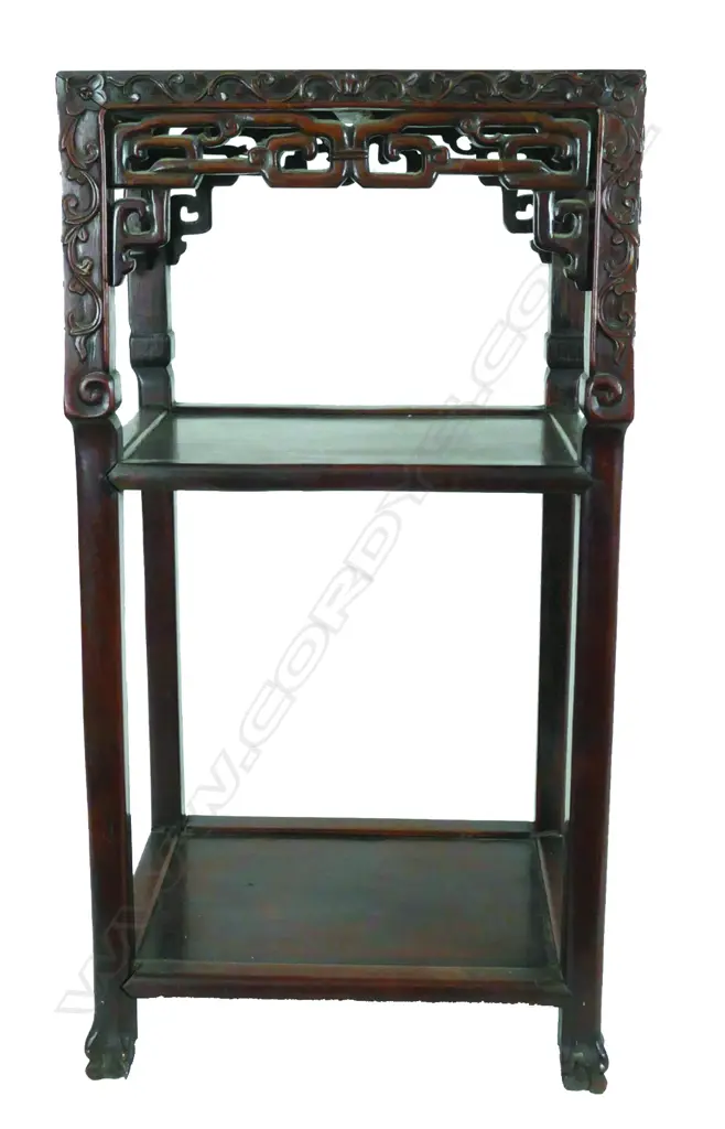 A 19thC Chinese hardwood and marble side table Image 1++
