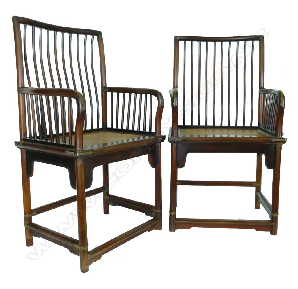 A pair of antique Chinese hardwood armchairs Image 1++