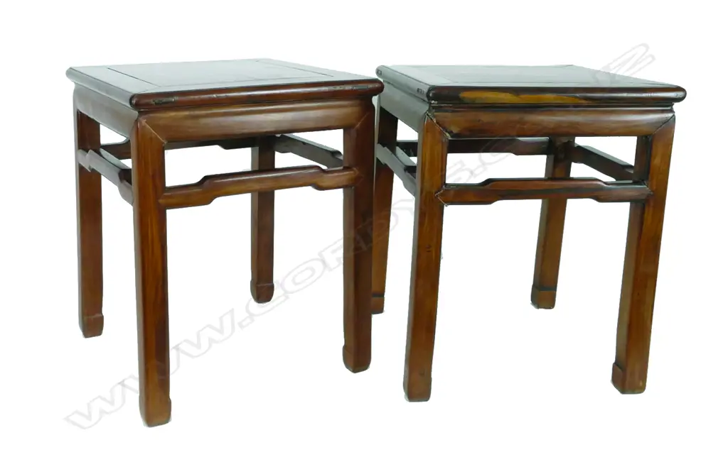 A pair of 19thC Chinese hardwood side tables Image 1++