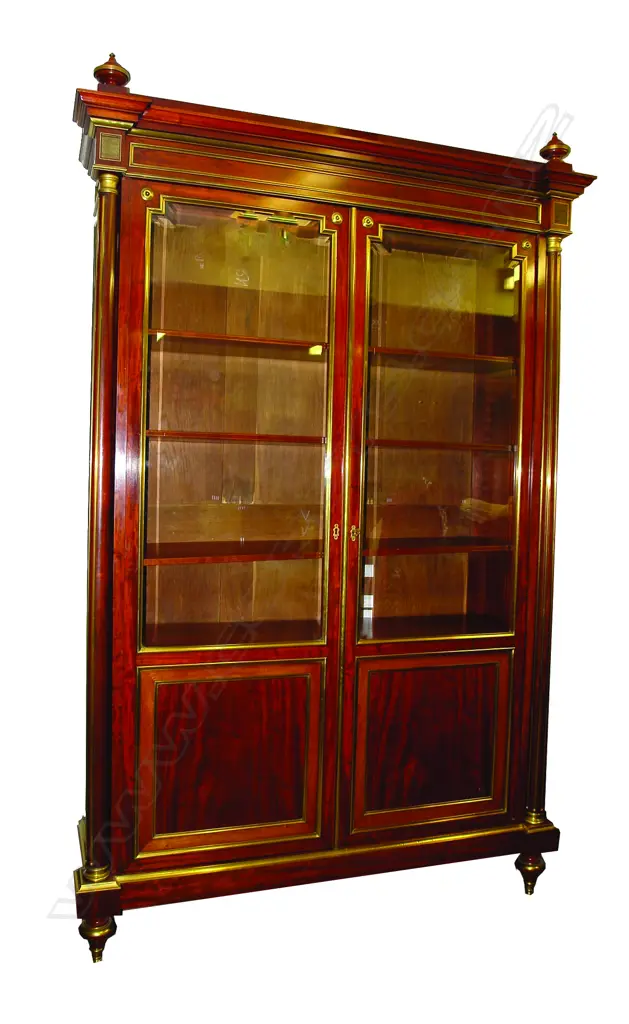 A superb 19thC French mahogany glazed bookcase Image 1++