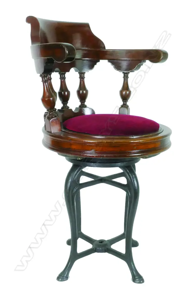 A late 19thC mahogany and cast iron ship's lounge chair Image 1++