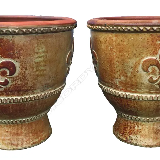 A pair of large pedestal based garden pots