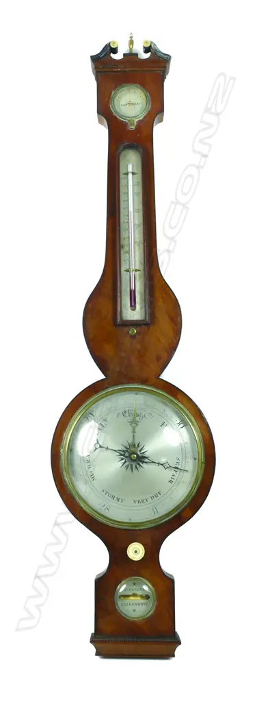 A Regency mahogany cased banjo barometer by Peter Canova of Halesworth Image 1++