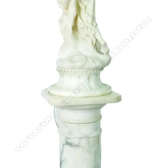 A late 19thC Italian alabaster statuette lamp on column stand