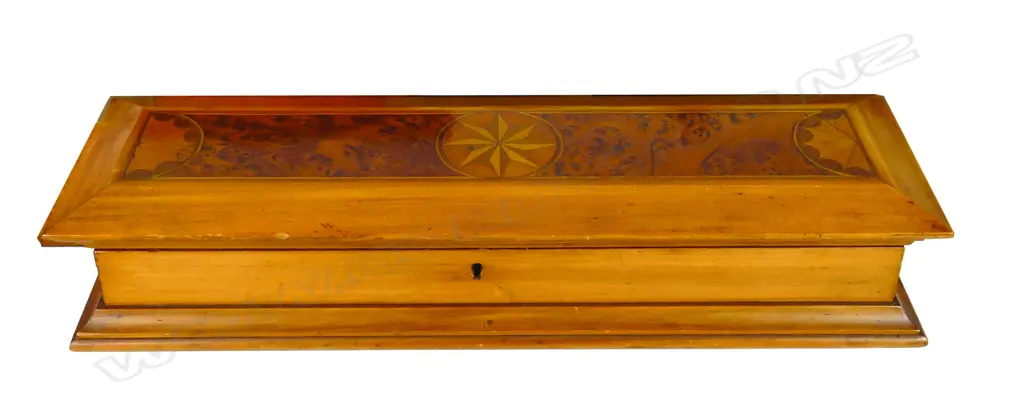 A N.Z. colonial native woods box of long narrow rectangular shape Image 1++