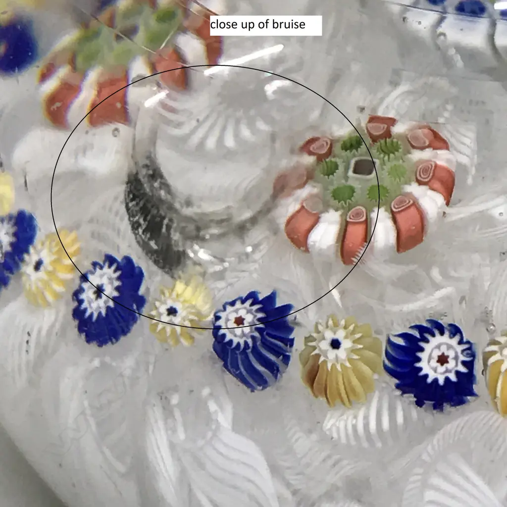 A 19thC attributed Clichy or Baccarat millefiori and latticino glass paperweight Image 1++