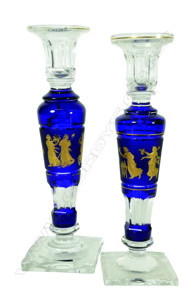 A good quality Val St. Lambert cobalt blue and clear glass baluster vase Image 1++