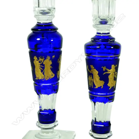 A good quality Val St. Lambert cobalt blue and clear glass baluster vase