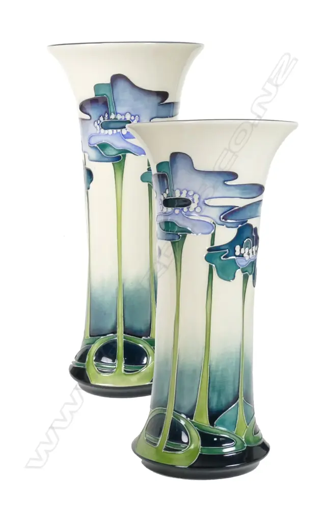 A pair of modern Moorcroft trumpet vases Image 1++