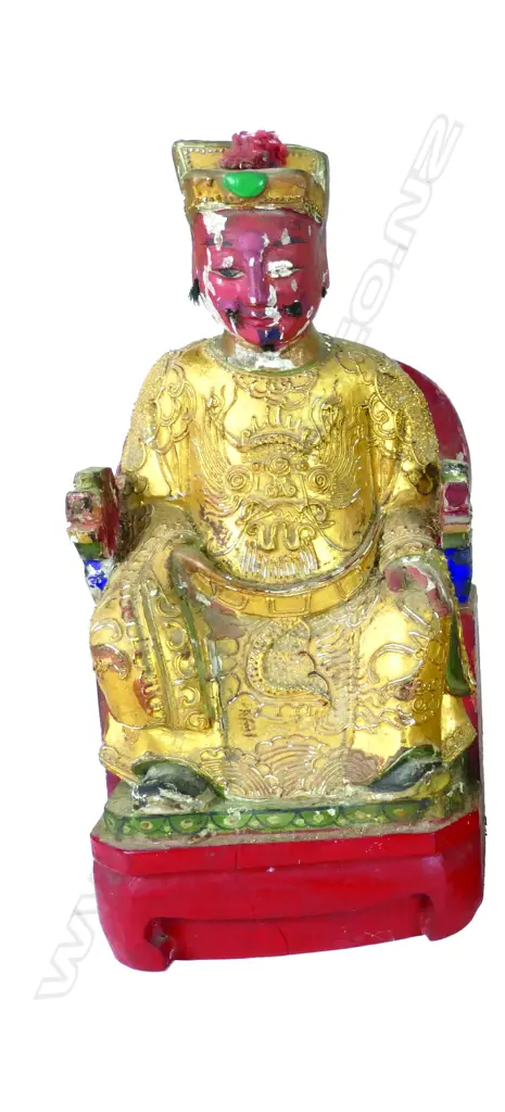 A Chinese gilded carved wood shrine figure Image 1++