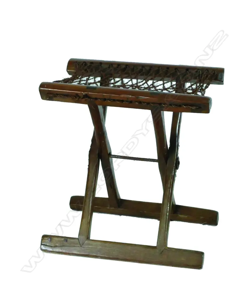 A 19thC Chinese hardwood folding stool Image 1++