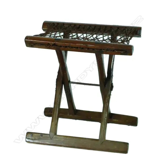 A 19thC Chinese hardwood folding stool