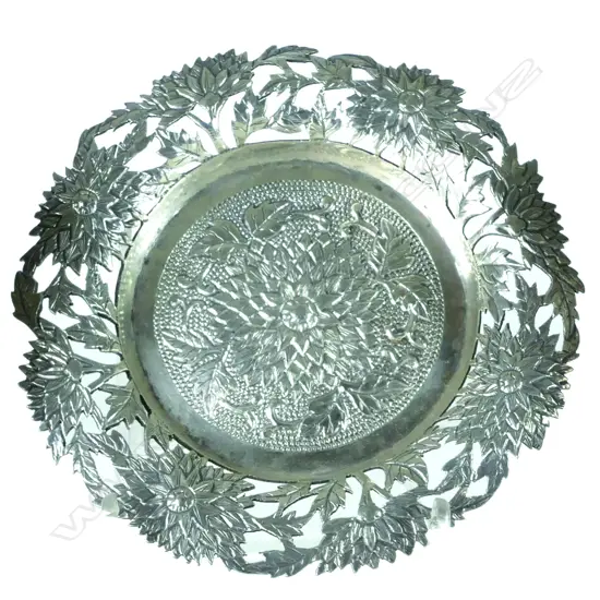 A small heavy good quality Chinese silver circular dish