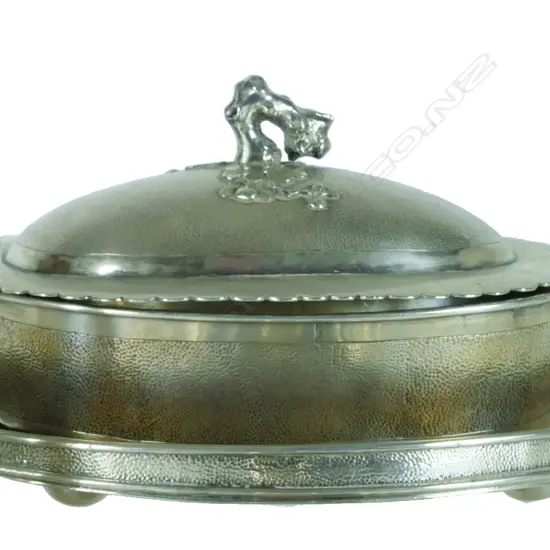 An early 20thC Chinese silver Sing Fat butter dish
