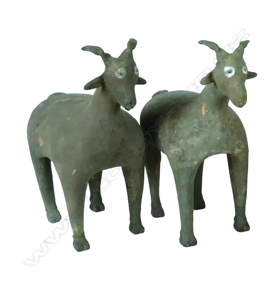 A pair of archaic grey pottery rams Image 1++