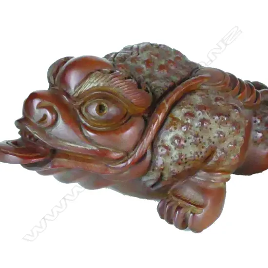 A boxwood carved Jin Chan (Golden Toad)