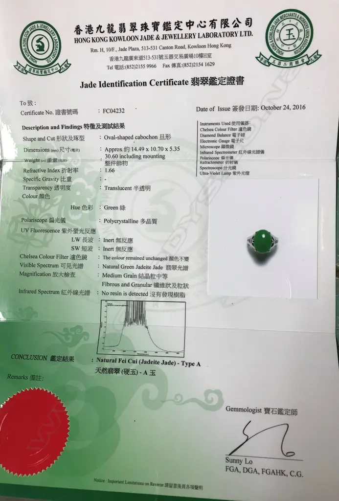 An 18ct. white gold and jade ring Image 1++