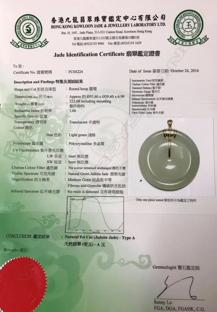 A natural Fei Cui type A jadeite pendant Image 1++