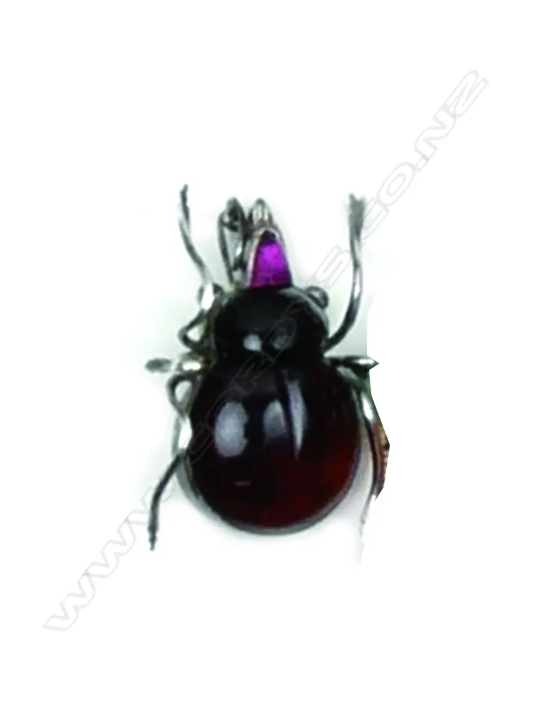 A vintage large silver and coloured stone beetle brooch Image 1++