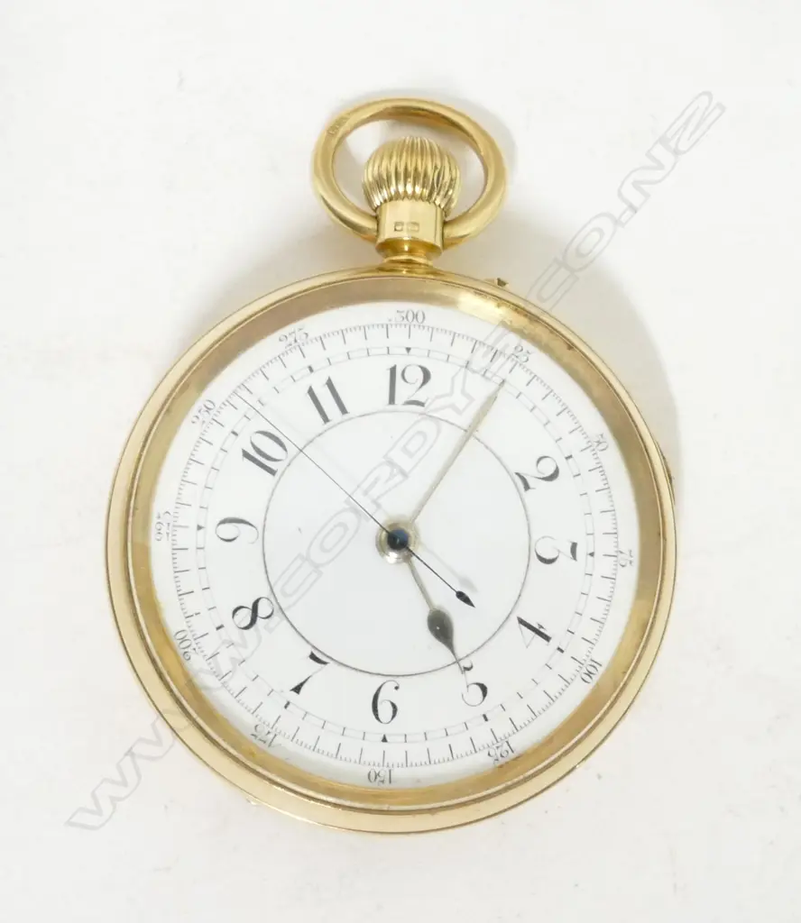A Rotherhams London 18ct. gold cased chronograph pocket watch Image 1++