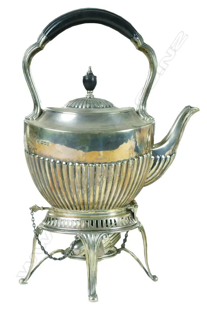 An Edwardian silver tea kettle on stand Image 1++