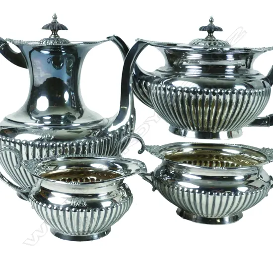 A good quality late Victorian period silver four-piece tea and coffee service