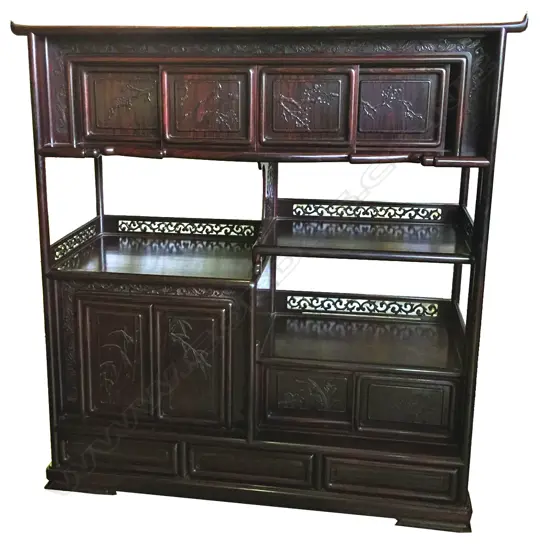 A quality Chinese rosewood display unit