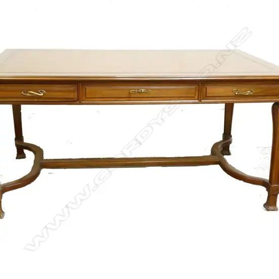 A 19thC French Art Nouveau walnut desk