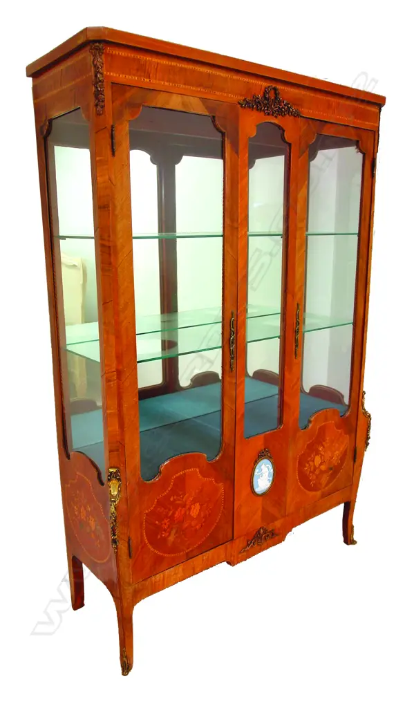 A French kingwood and marquetry inlaid antique style display cabinet Image 1++