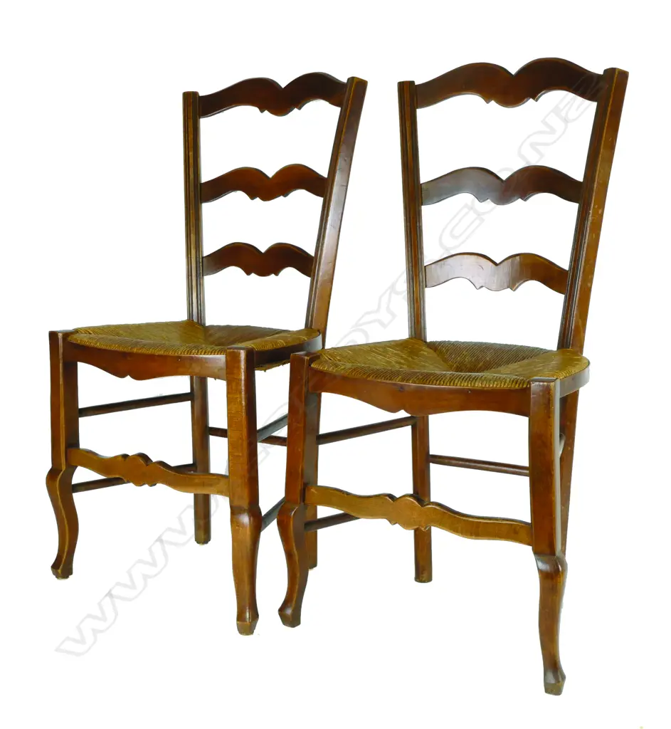 Eight rush-seated oak ladderback chairs Image 1++