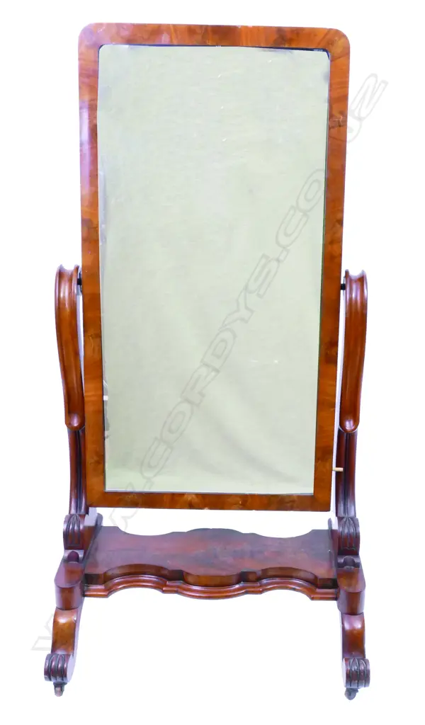 A Victorian mahogany framed cheval mirror Image 1++