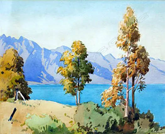 Douglas Badcock (1922-2009) 'Gums on a Hillside Image 1++