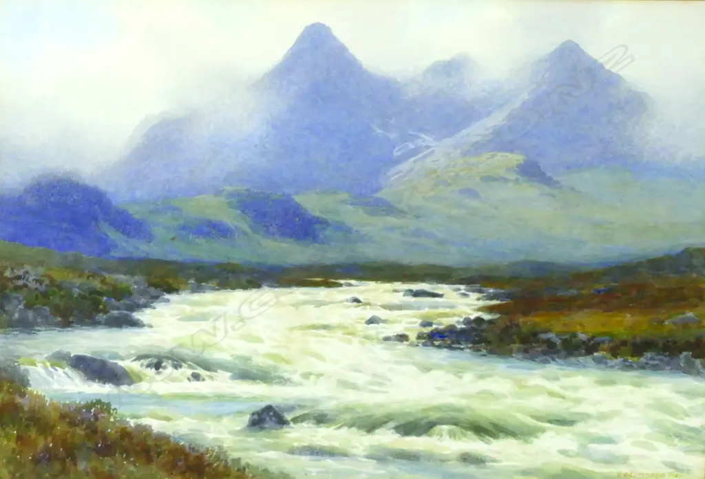 Capt. George Drummond Fish MBE (Irish 1876-1938) 'The Cuchullin Hills and Sligachan River Image 1++