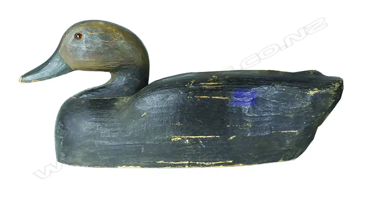 A vintage 14" wide bodied carved wooden duck decoy Image 1++
