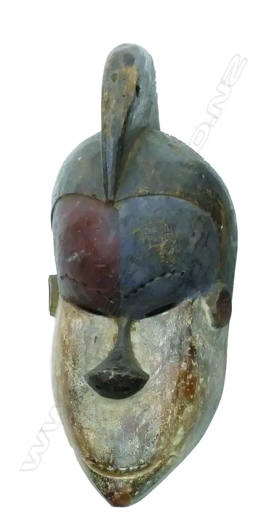 An old African Galoa Gabon wood tribal mask with traces of original coloured pigment Image 1++