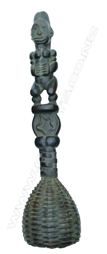A Gabon fang tribal rattle woven basket container Image 1++