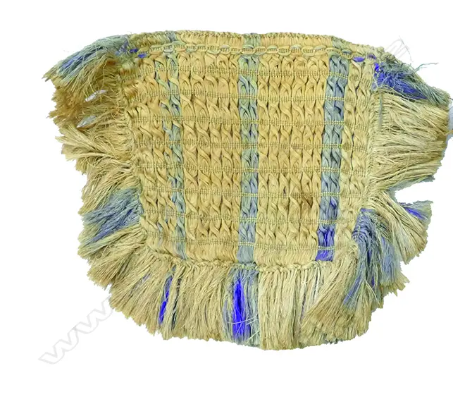 An old Maori kete muka (worked flax bag) Image 1++