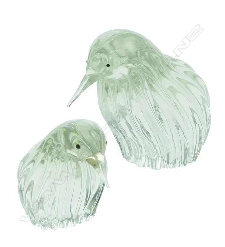Two Murano clear glass kiwis by Elio Raffaeli Image 1++