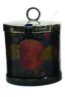 A William Moorcroft pomegranate jam jar with silver plated lid Image 1++